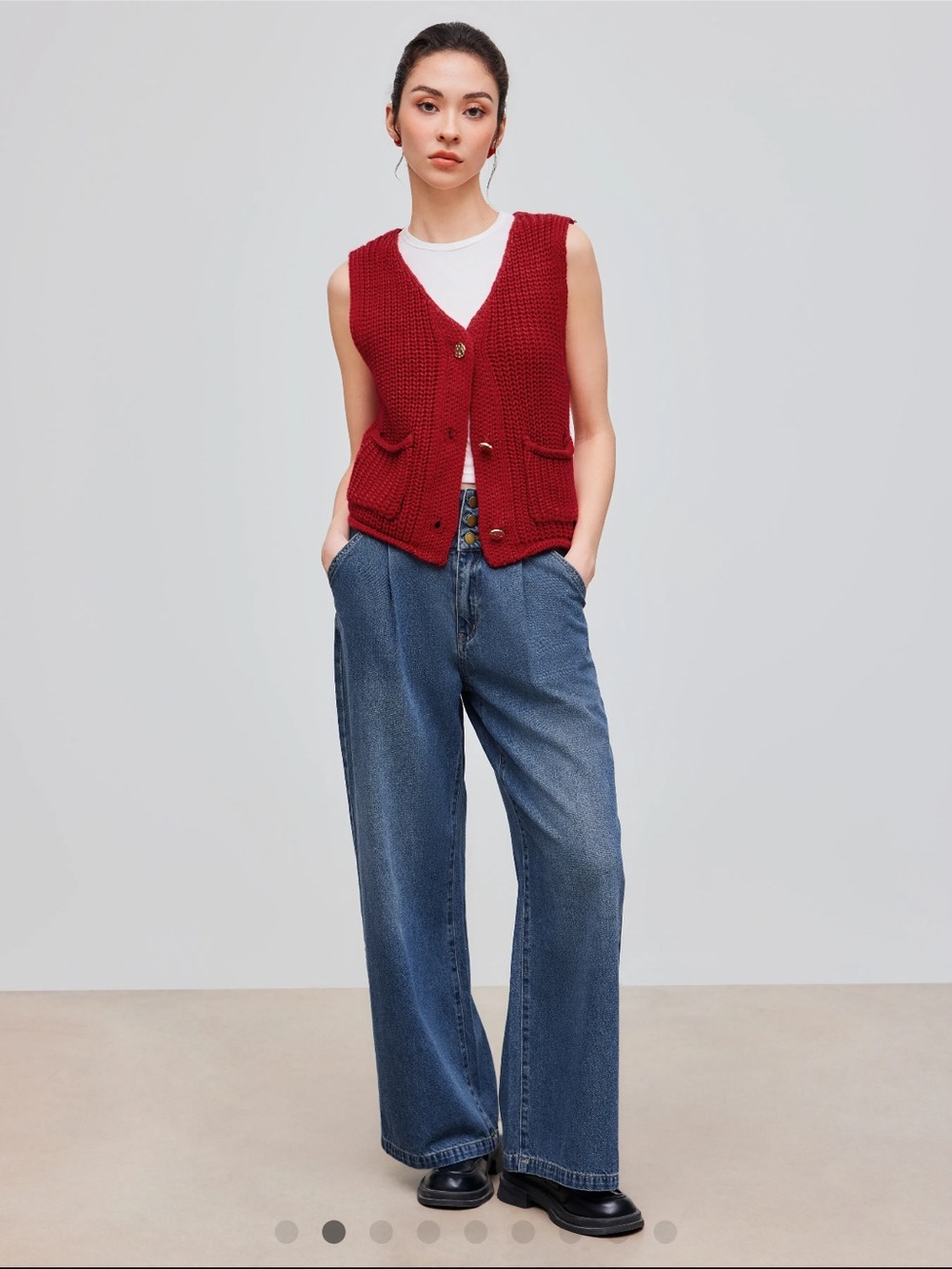 CIDER High Rise Wide Leg Jeans Size 30 Blue Denim Button Front Like New - Picture 4 of 13